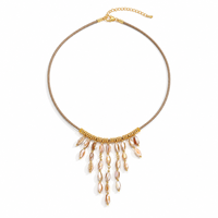 Collier en chaîne à pampilles en cuivre plaqué or 18 carats avec coquille d'ormeau pour femme, bijoux de créateur bohème tendance