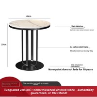 Table d'appoint moderne de luxe en métal et dalle de roche pour canapé, salon ou appartement – Table console de luxe légère pour thé ou café