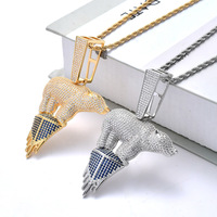 Collier pendentif Ours polaire glacé avec micro-pavés de pierres CZ pour bijoux Hip Hop