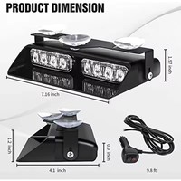Luces Estroboscópicas LED 2 en 1 para Automóvil, Lámpara de Advertencia de Emergencia, Barra para Parabrisas, 16 Leds, Rojo, Azul, Ámbar, Blanco, Luz Automática
