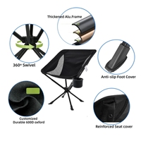 Chaise de camping moderne et portable pivotante à 360 degrés avec porte-gobelet en silicone, chaise de plage pliable en aluminium durable et légère