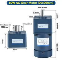 Moteur à induction monophasé 110V 220V 60W à haut rendement IE2, à montage sur bride, étanche, à faible régime, à arbre parallèle, haute qualité, prix bas