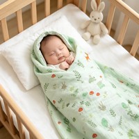 Couverture d'emmaillotage pour bébé en gaze de coton froissée double couche, imprimé cerf et lapin, douce, serviette de bain pour nouveau-né, couverture de poussette et de berceau