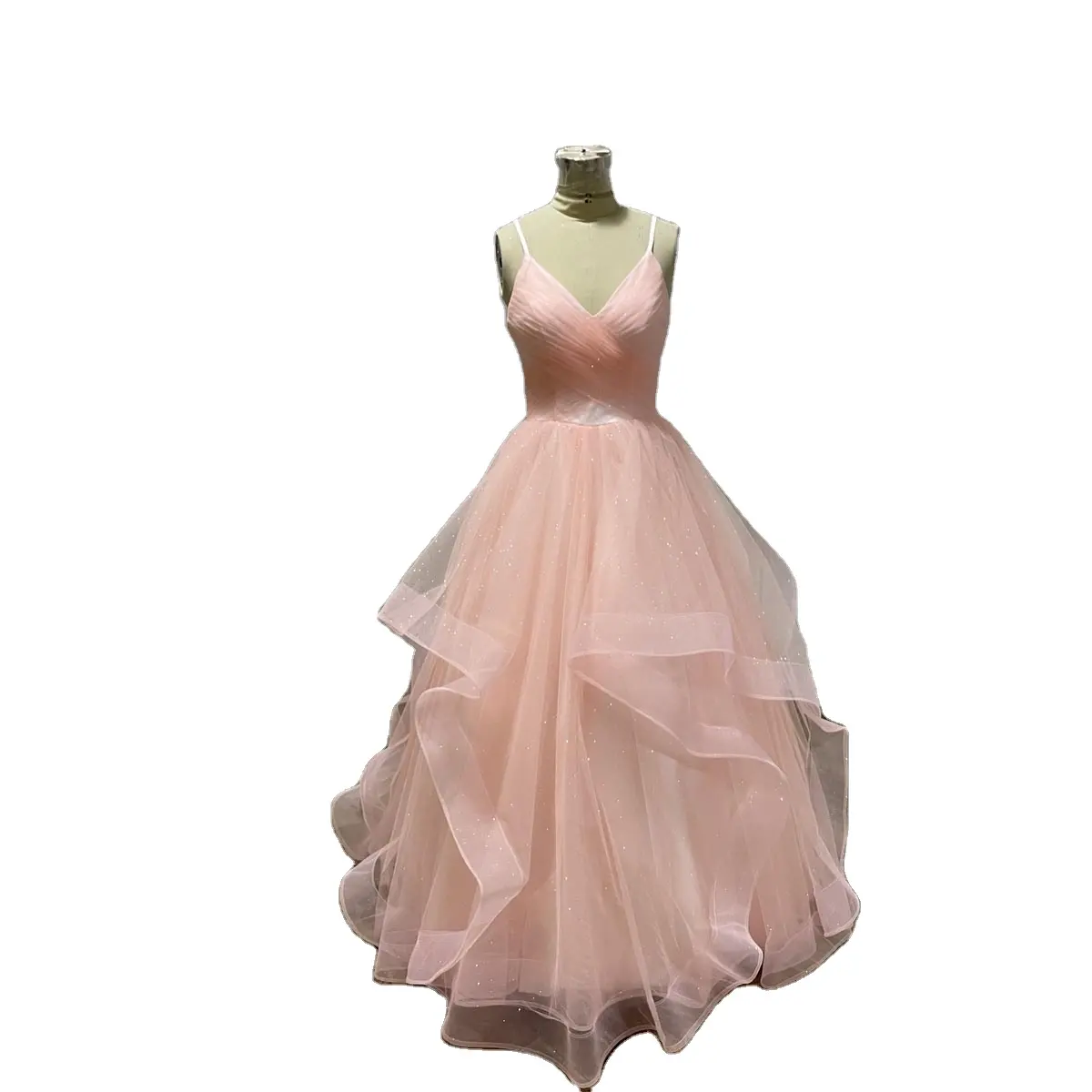 Manufacturer of bridal gowns ruffle sparkly tulle V neck teenager girl party dress birthday wedding dress girl dancing dresses
