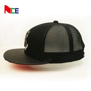 6 panel de alto perfil <span class=keywords><strong>yupoong</strong></span> para camionero gorras de alta calidad negro medio casquillo del camionero de malla - Product Image 4
