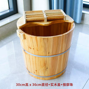 Muzhibao Seau de bain de pieds en bois de cèdre naturel, rond, épaissi, durable, breveté, profond, pour usage domestique et enfantin - Product Image 4