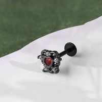 Piercing Stories Acier Inoxydable Laiton Coulée Coeur Labret Anneau PVD Noir Olor Mode Helix Piercing Bijoux