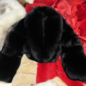 Real Fox <strong>Fur</strong> Coat Women Cropped Turn-down Collar Banded Sleeve Short <strong>Fur</strong> <strong>Jacket</strong> - Product Image 5