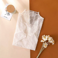 Chemisier en maille transparente sexy à manches longues pour femme, style vintage, respirant, en dentelle, idéal pour l'été