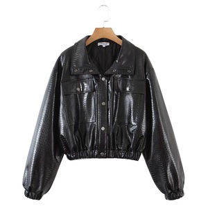 <span class=keywords><strong>2022</strong></span> <span class=keywords><strong>2023</strong></span> Otoño <span class=keywords><strong>Invierno</strong></span> nueva mujer moda Color sólido Sexy solapa manga larga Casual cremallera PU abrigo de cuero - Product Image 4