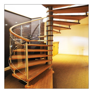 Peldaños de Escalera de Caracol de Madera Maciza de Alta Resistencia, <span class=keywords><strong>Escalones</strong></span> <span class=keywords><strong>Prefabricados</strong></span> de Madera Dura para Escaleras de Caracol con Estructura Metálica - Product Image 5