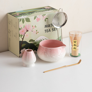 Juego de té <span class=keywords><strong>Matcha</strong></span> japonés de 5 uds., cuenco de cerámica hecho a mano para el hogar, batidor de bambú, cucharadita, herramientas para hacer té DIY, accesorios para ceremonia - Product Image 1