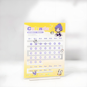 Custom Design Anime Acrylic Monthly Desk Calendar DIY Plastic Crafts Display Stand with Flip Table Promotion Gift