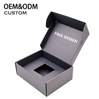 Boîte d'expédition en carton ondulé noir personnalisée avec insert en papier imprimé pour téléphone portable, ordinateur, emballage cadeau avec logo personnalisé