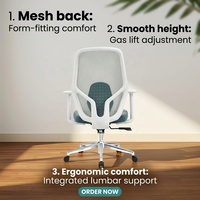 Chaise de bureau ergonomique contemporaine réglable en maille chromée à dossier moyen pour bureau à domicile
