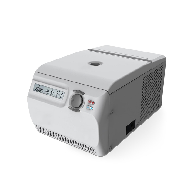 Laboratory-specific desktop high-speed micro-scale cryogenic centrifuge with efficient multi-program storage.