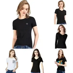 2024 été mode dames imprimé papillon motif T-shirt femmes coton col rond décontracté T-shirt haut