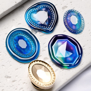 Série Gemstone 2 Tête de tampon en cuivre à relief irrégulier, imitation diamant, pour décoration de sceau - Product Image 3