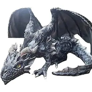 Amazon Black dragon guard garden courtyard Giant squat dragon home tabletop decoration Bedroom living room dinosaur decoration