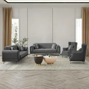 Juego de sofá de lujo moderno 2 + 3 con mechones para sala de estar Rom, venta al por mayor, nuevo estilo, sillas + sofá, juego de sala de estar y pasillo de Hotel - Product Image 5