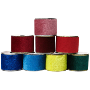 Pita Dekoratif Berkualitas Tinggi Ramah Lingkungan dari Poliester Tenun, Warna Hijau Natal dengan Pinggiran Emas, Lebar 5cm, Pita Merah dengan Pinggiran Emas Lebar 6.3cm - Product Image 6