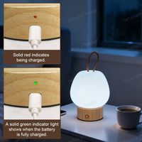 Lampe de table/bureau LED portable et élégante en bois avec recharge USB et câble de charge USB Type-C, idéale pour la vente en gros