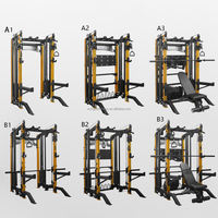 Station de musculation multifonctionnelle professionnelle en acier de haute qualité avec cage de puissance, rack à squats et machine Smith