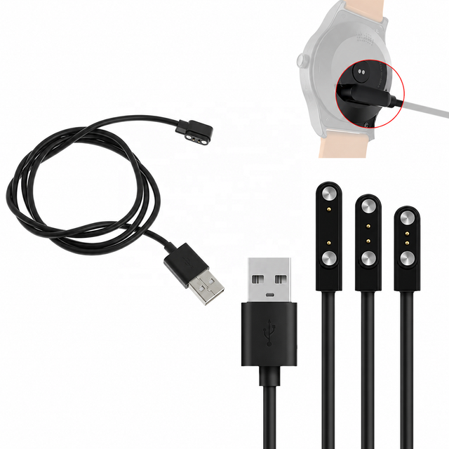 Universal 2Pin 4mm 7.62mm 4Pin Strong Magnetic Charge Cable USB Charging Line Cord Black White for Smart Watches