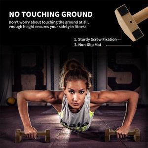 2 PCS Équipement d'entraînement domestique antidérapant Support de poussée en bois pour le fitness et la gymnastique Barres de poussée haut de gamme - Product Image 5