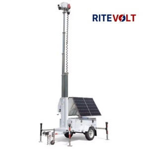 Caméra de sécurité mobile PTZ 2x4MP <span class=keywords><strong>avec</strong></span> 2 panneaux solaires, NVR 4 canaux 3 To, résistante au vent 117 km/h pour remorque CCTV - Product Image 1