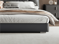 Italienisches Minimalistisches Schlafzimmer-Schieferlederbett mit Plüsch-Daunenrückenlehne, Schwarz, 1,8-Meter-Flush-Doppelbett