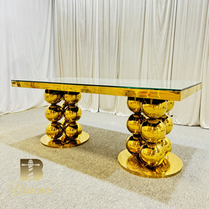 Hiện đại Thiết kế sang trọng Vàng bàn đám cưới gương Glass Top thép không gỉ nhà hàng & khách sạn tiệc ăn uống đồ nội thất - Product Image 2