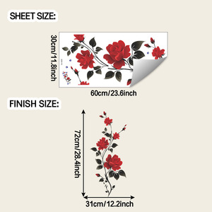 Autocollant mural en forme de branche de rose rouge <span class=keywords><strong>romantique</strong></span>, art floral, grandes tuiles murales, autocollants pour salle de bain/salon/<span class=keywords><strong>chambre</strong></span> - Product Image 6