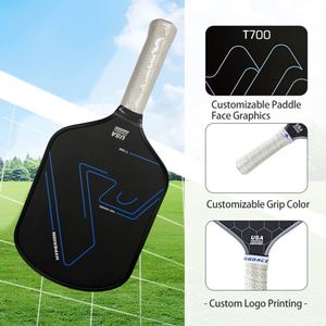 Raquette de pickleball professionnelle en fibre de carbone T700, surface texturée mate tissée, noyau en nid d'abeille PP, adhérence et rotation améliorées, vente en gros - Product Image 3