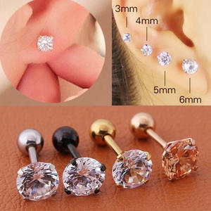 Anting Tindik Titanium Zirkon Buatan Tangan Ukuran Sesuai Pesanan, Perhiasan Tindik Emas 18k Rose Gold - Product Image 2