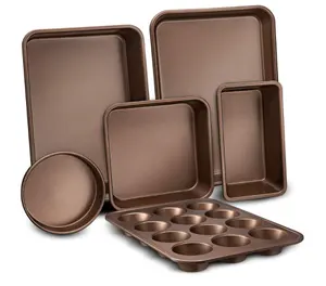 6-Pcs Nonstick Bakeware सेट उच्च गुणवत्ता पाक चादरें कुकी ट्रे पढ़ने कंद दौर केक पैन कार्बन स्टील बेकिंग पैन