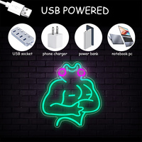 USB alimenté vert Muscle grenouilles LED enseignes au néon pour décoration murale salle de sport mur Art chambre salon salle de jeux
