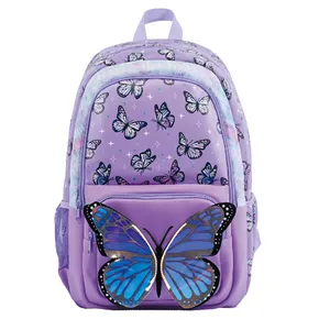 RTS Butterfly Series Backpack Fashion Fantasy Printing Kids School Bag Large Capacity Canvas Schoolbag for Girls