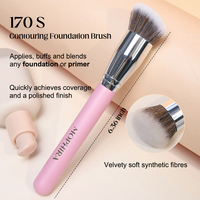 Juego de 3 Brochas de Maquillaje Veganas de Lujo para Base y Corrector, con Mango de Madera Rosa, Logotipo Personalizado, Tamaño de Viaje, Venta al Por Mayor