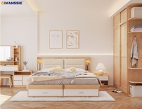 Ensemble de meubles de salon moderne avec armoire murale coulissante à 2 portes, penderie et rangements, style panneau bois, mélamine