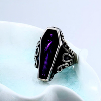 Yunnique Bague Unisexe en Acier Inoxydable 316, Style Punk Gothique, Symbole de la Mort, Forme de Cercueil, Gravure de la Chute de l'Âme, Audacieuse, Sombre, Rébellienne, Hip-hop