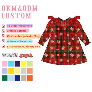 Tùy Chỉnh Phong Cách Phổ Biến Cô Gái Quần Áo Mùa Đông Mô Hình Giáng Sinh Smocked Trẻ Em Của Quần Áo Sò Hai Mảnh Thiết Lập Cho Các Cô Gái - Product Image 3
