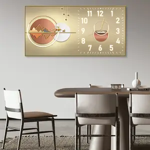 Horloge rectangulaire décoration murale peinture salon lumière luxe cristal porcelaine peinture chambre/bureau cadre peinture