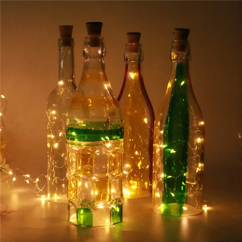 أضواء عالية الجودة للزجاجات التي تعمل بالطاقة الشمسية مزودة بـ 20 مصباح LED أضواء نحاسية شريطية زجاجات تعمل بالطاقة الشمسية شريط نحاسي ضوء ديكور للحفلات