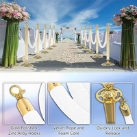 Cordes de stanchion en velours blanches, corde de contrôle de foule, barrière de sécurité pour file d'attente avec crochet doré, corde VIP pour la décoration d'événements de fête