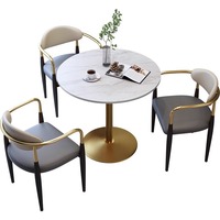 Table à manger ronde en métal de style moderne et luxueux pour la maison, le bureau, le salon et la réception/négociation en magasin