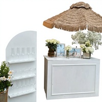LEDA Table de réception événementielle moderne en métal blanc personnalisable et détachable, NOUVELLE ARRIVÉE, chariot mobile pour mariages, fêtes, anniversaires