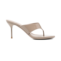 Sandales à talons mi-hauts en cuir verni style designer populaire 2026 pour femmes, chaussures de plage