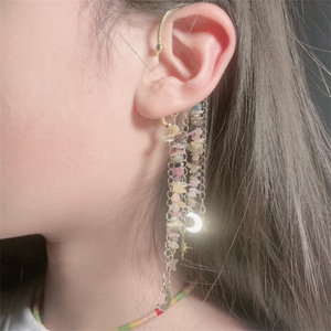 Pendientes de amatista de cristal natural Crystal Craft Healing Rose Quartz Chip Ear Hooks - Product Image 6