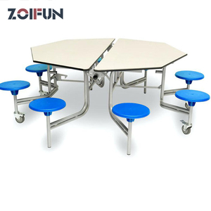 Table et chaise pliante italienne, économie d'espace, table et chaise rondes avec <span class=keywords><strong>centre</strong></span> rotatif, de poker pour cantine - Product Image 4